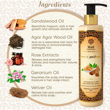 Khadi Essentials Sandalwood Rose Hair Shampoo For Hair Fall Control - 200 Ml