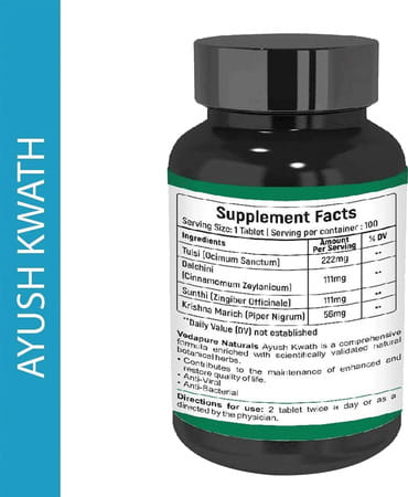 Vedapure Natural Ayush Kwath For Immunity 100 Tablets (Recommended By Ministry Of Ayush)