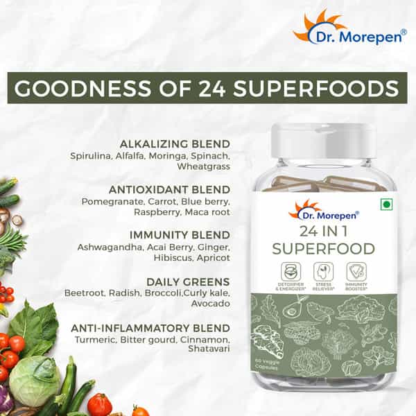 Dr. Morepen 24 In 1 Superfood | Veggie Capsule | 60 No's