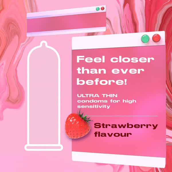 404 By Bold Care Ultra Thin Strawberry Flavor Condoms 60 Microns Disposable Pouches 20S