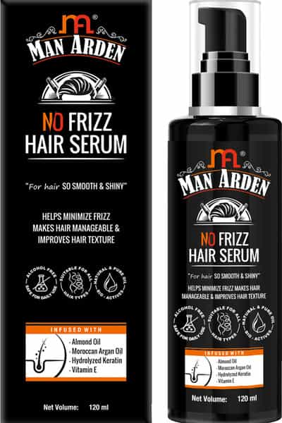Man Arden No Frizz Hair Serum For Men Smooth & Shiny Keratin Vitamin E 120 Ml
