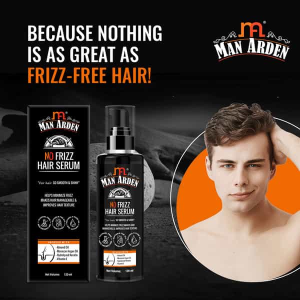 Man Arden No Frizz Hair Serum For Men Smooth & Shiny Keratin Vitamin E 120 Ml