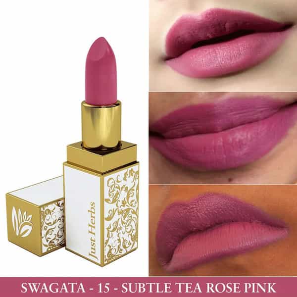 Just Herbs Herb Enriched Ayurvedic Lipstick (Subtle Tea Rose Pink Shade No. 15)
