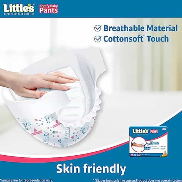 Little's Baby Pants Diapers Medium | 7-12 Kg & 12 Hrs Absorption | 32 Count (Pack Of 4)