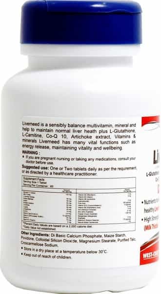 Healthvit Liverneed L-Glutathione L-Carnitine Co-Q 10 Vitamins & Minerals -60 Tablets