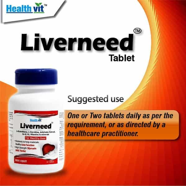 Healthvit Liverneed L-Glutathione L-Carnitine Co-Q 10 Vitamins & Minerals -60 Tablets