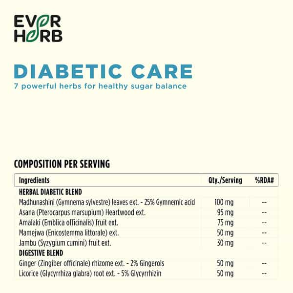 Everherb Diabetic Care - Aids In Blood Sugar Management - Bottle Of 60 Tablets (By Pharmeasy)