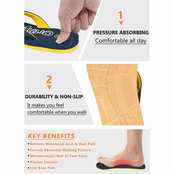 Ortho Cheer Men's Orthopedic & Diabetic Friendly Daily Use Slippers | Navy Blue | Size 8 -1 Pair