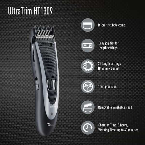 Syska Ht1309_b Runtime: 60 Min Trimmer For Men (Black Grey)