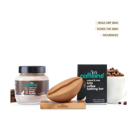 Mcaffeine Daily Latte Bath Kit With Free Handcrafted Bean Tray:bathing Barsoap & Bodybutter