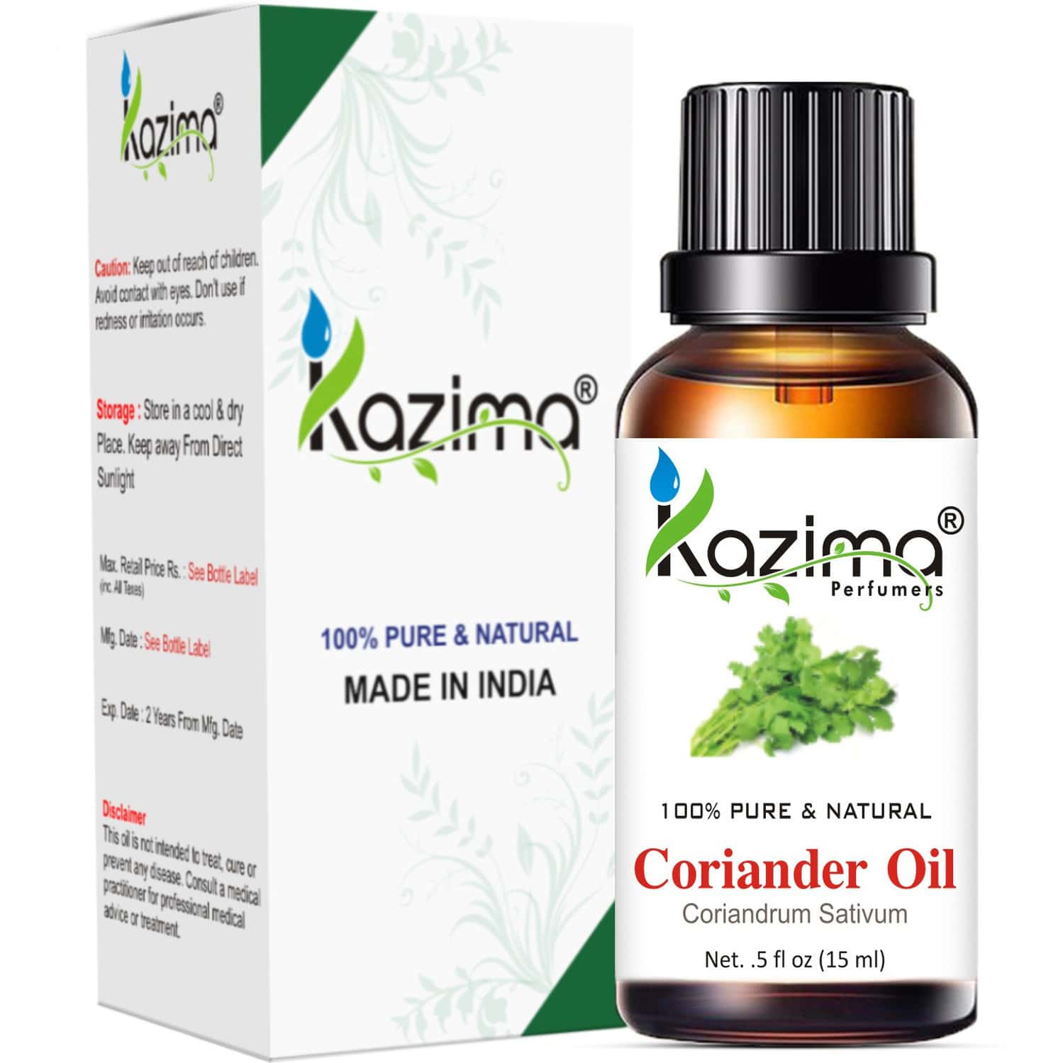 Kazima Coriander Essential Oil (15ml) 100% Pure Natural For Skin Care & Hair Treatment (15 Ml)