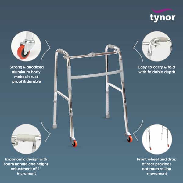 Tynor Walker Invalid's Front Wheels Silver Universal Size 1 Unit