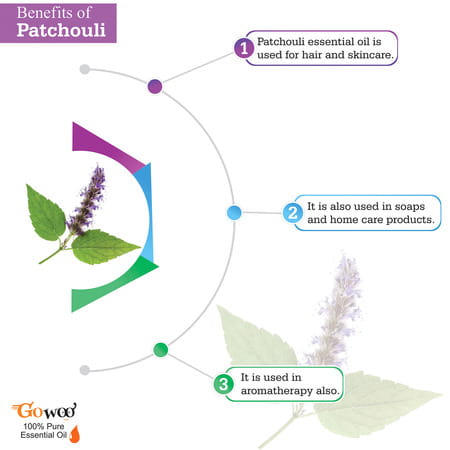 Go Woo 100% Pure Patchouli Oil For Reduce Acne Stress Stomach Pain 10 Ml