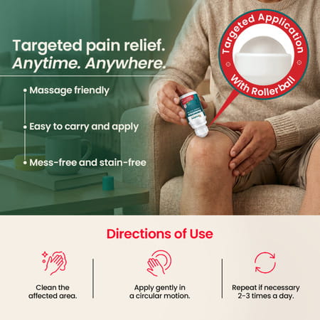 Himalaya Rumalaya Liniment Roll On | Quick Pain Relief | For Back, Neck, Knee & Muscle Pain | 50 Ml