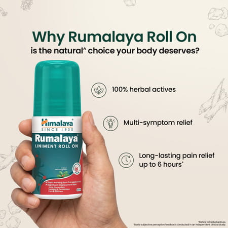 Himalaya Rumalaya Liniment Roll On | Quick Pain Relief | For Back, Neck, Knee & Muscle Pain | 50 Ml