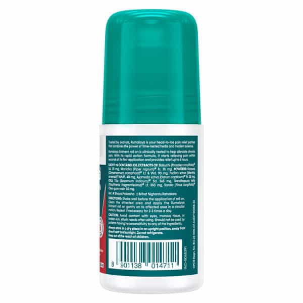 Himalaya Rumalaya Liniment Roll On | Quick Pain Relief | For Back, Neck, Knee & Muscle Pain | 50 Ml