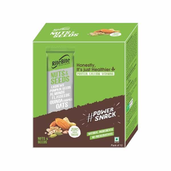 Ritebite Nuts & Seeds Nutrition Bar (Pack Of 12) Box Of 420 G