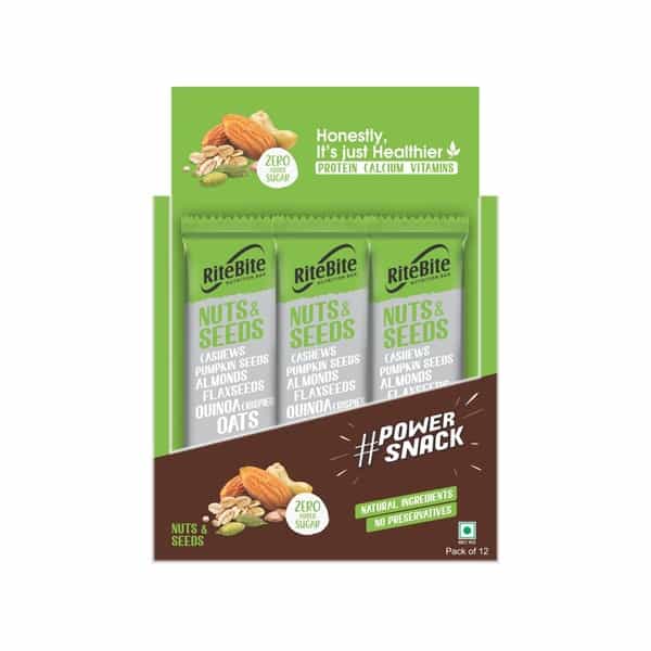 Ritebite Nuts & Seeds Nutrition Bar (Pack Of 12) Box Of 420 G