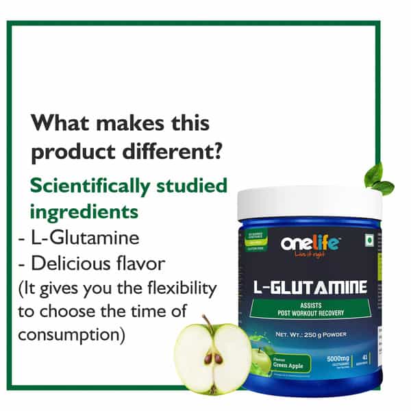 Onelife L-Glutamine Green Apple - 250Gm