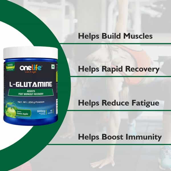 Onelife L-Glutamine Green Apple - 250Gm