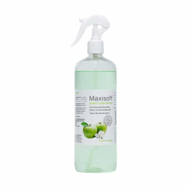 Maxisoft Green Apple Sanitizer Spray | Aloe Vera Neem & Vitamin E (500 Ml Pack Of 1)