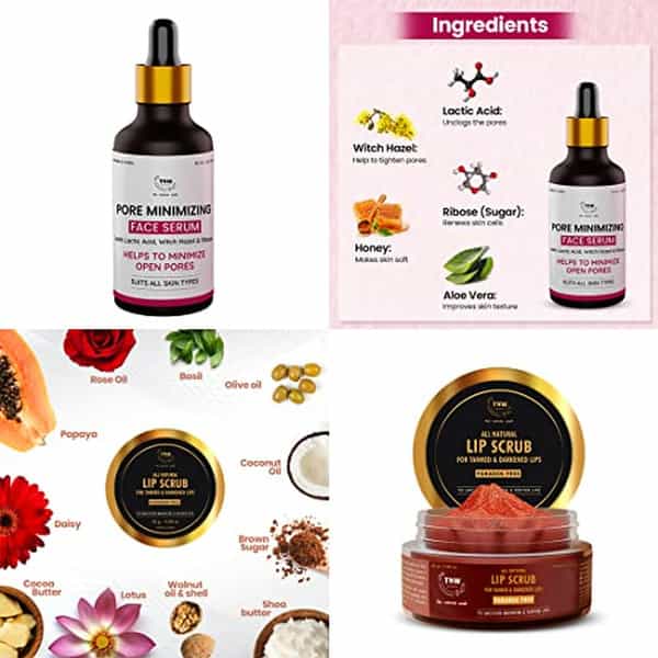 Tnw The Natural Wash Combo With Lip Scrub And Pore Minimizing Face Serum | Lips & Skin Care Combo