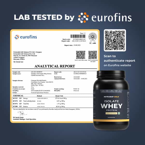 Nutrabay Gold 100% Whey Protein Isolate Vanilla Ice Cream - 1Kg