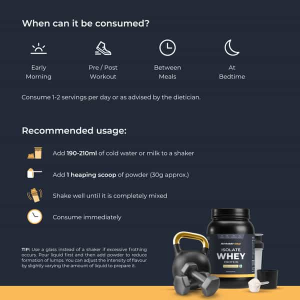 Nutrabay Gold 100% Whey Protein Isolate Vanilla Ice Cream - 1Kg
