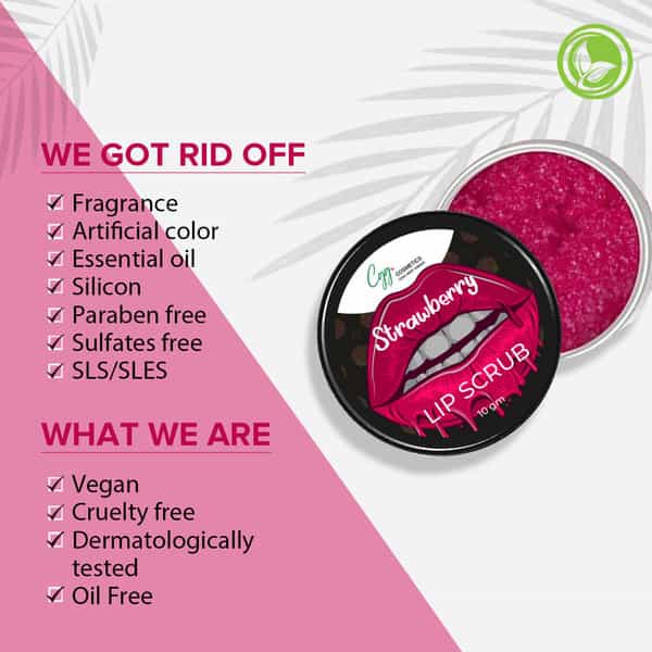 Cgg Cosmetics Strawberry Lip Scrub For Brightening Dark Lips | Dry Lips | Pigmented Lips | 10 Grams