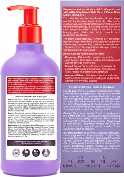 Wow Skin Science Kids Plush & Plump Body Lotion - Spf 15 - 300Ml Strawberry