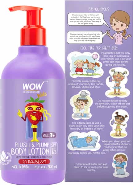 Wow Skin Science Kids Plush & Plump Body Lotion - Spf 15 - 300Ml Strawberry