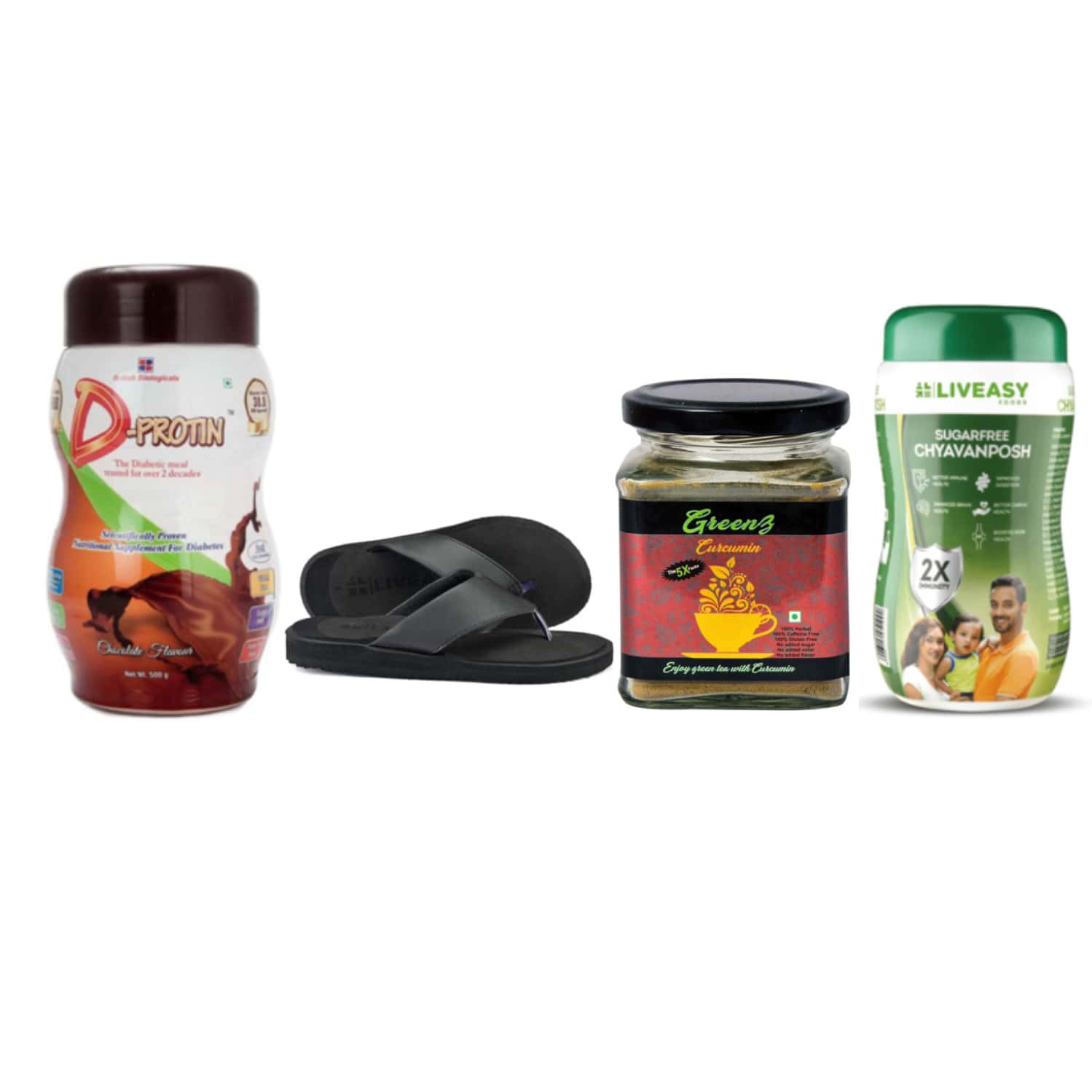 Diabetic Care Diwali Gift Combo Of 4-Diabetic Powder|Green Tea|Slippers Uk 9|Hchyavanposh