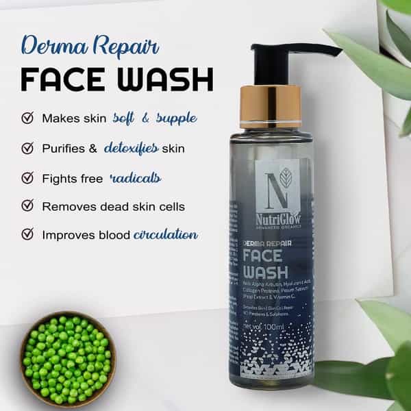 Nutriglow Advanced Organics Derma Repair Face Wash | Skin Lighting Face Wash 100Ml