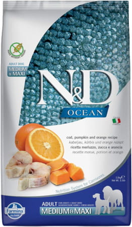 Farmina N&D Ocean Dog Dry Pet Food | Grain Free | Adult Medium & Maxi Breed | 2.5 Kg