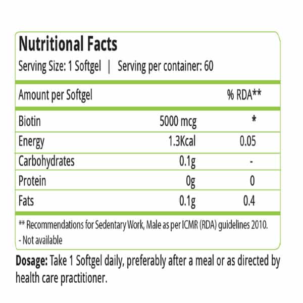 Natures Velvet Biotin For Healthy Hair | Skin & Nails And Energy | 60 Softgels