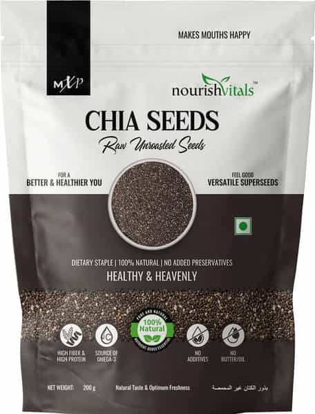 Nourishvitals Healthy Munching Combo | Chia Raw Seeds + Pumpkin Raw Unroasted Seeds (200Gm Each)