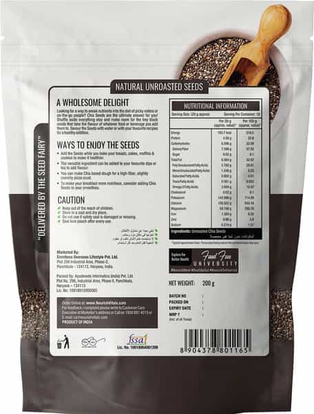 Nourishvitals Healthy Munching Combo | Chia Raw Seeds + Pumpkin Raw Unroasted Seeds (200Gm Each)