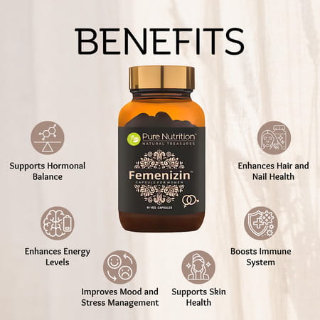 Pure Nutrition Femenizin | Vitality Supplement For Women | For Improved Libido | 60 Veg Capsules