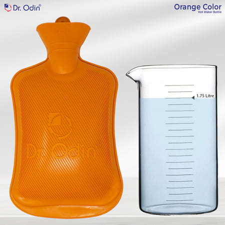 Dr. Odin Hot Water Bag (1.75 Litre) Non Electric Leakproof Hot Water Bottle For Body Pain (Orange)