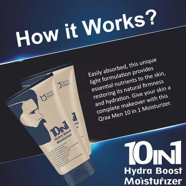 Qraa Men Multipurpose 10 In 1 Hydra Boost Ultra Rich Moisturizer With Sun Shield | 100 G
