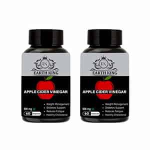 Earth King Apple Cider Vinegar Capsule Support Weight Management - 500mg 60 Veg Capsules (2 Pack)