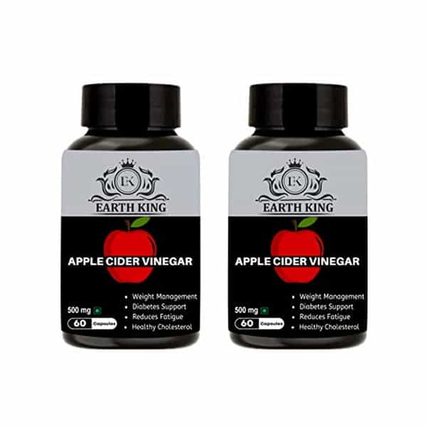 Earth King Apple Cider Vinegar Capsule Support Weight Management - 500Mg 60 Veg Capsules (2 Pack)