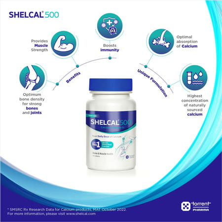 Shelcal 500mg Bottle Of 40 Tablets