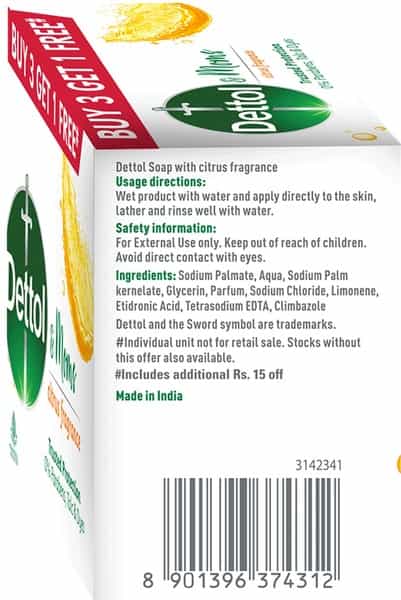 Dettol & Moms Bathing Soap Citrus - 75Gm ( Buy 3 Get 1 )