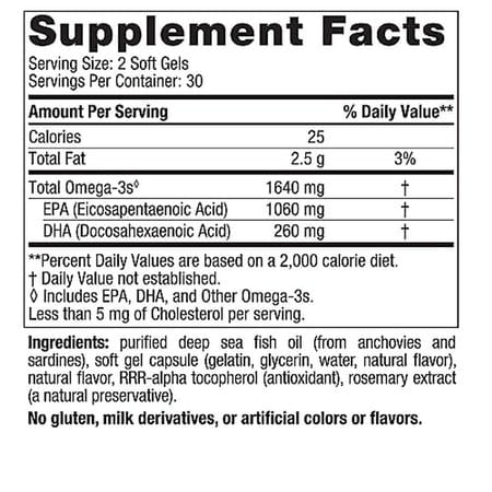 Nordic Naturals Epa Xtra 1640 Mg Omega-3 Fish Oil With Epa & Dha Supplement 60 Softgels