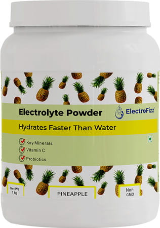 Electrofizz Hydration Energy Powder For Workout For Men And Women- Pineapple Flavour 1 Kg Jar