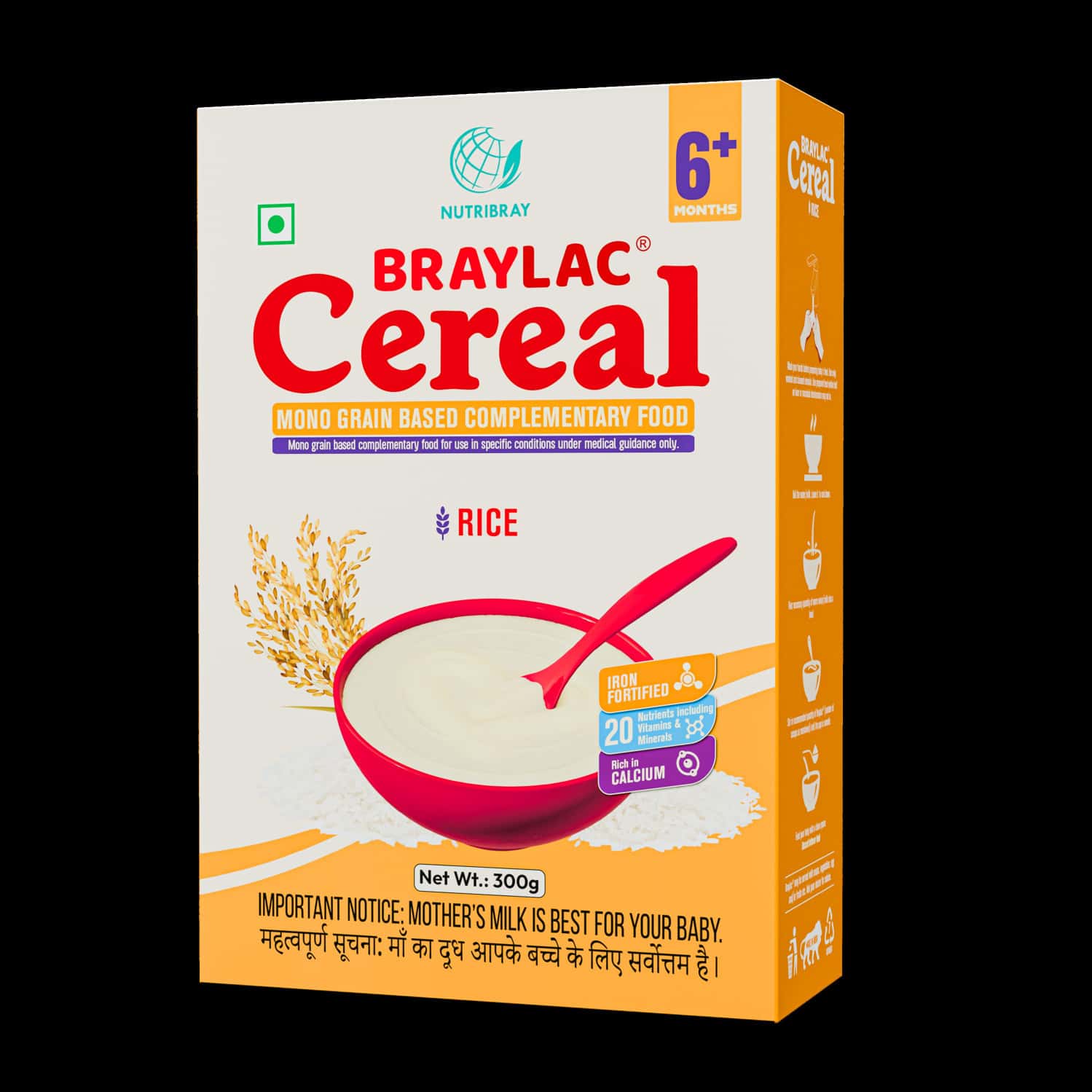 Braylac Cereal Rice | 300 G | Bag In Box | For 6 To 24 Months Baby