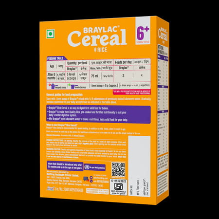 Braylac Cereal Rice | 300 G | Bag In Box | For 6 To 24 Months Baby
