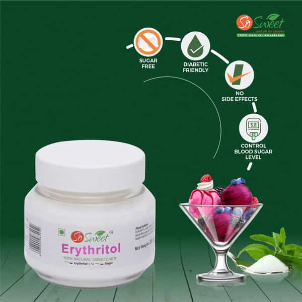 So Sweet Erythritol Powder 200Gm Sugar Free 100% Natural Sweetener For Diabetes