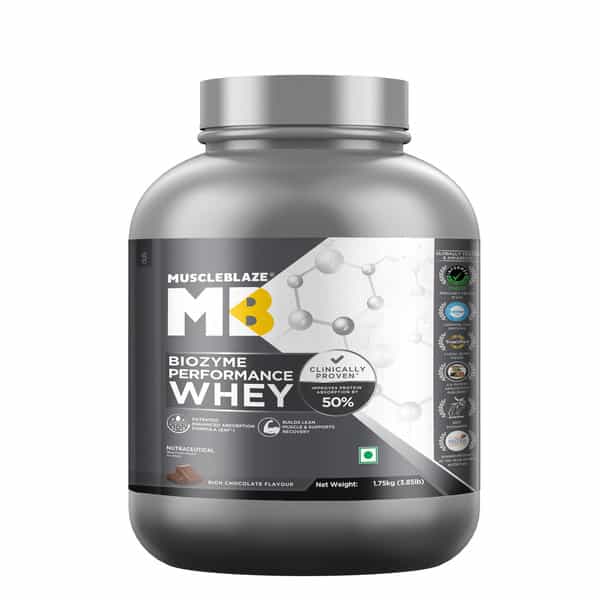 Muscleblaze Biozyme Performance Whey Protein (Rich Chocolate | 1.75 Kg / 3.85 Lb)